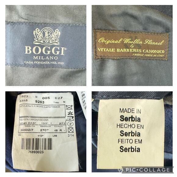 Bottoli Navy Wool Blazer Jacket With Detachable Brown Bib size 36 R - Picture 10 of 11